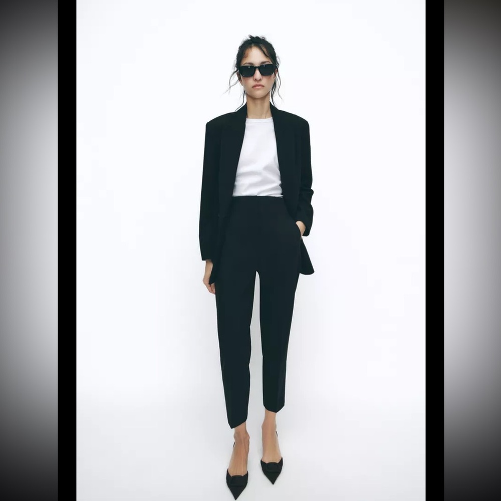 Zara Navy High Waisted Pants